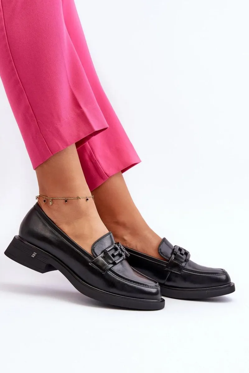 Loafersy Damskie|Mokasyny Płaskie>Buty damskie Vinceza Eleganckie Skórzane Mokasyny Damskie Czarne Triana Czarny