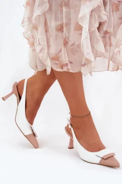 Clearance Boto Eleganckie Szpilki Z Ozdobą Eko Skórzane Białe Ottoles Biały