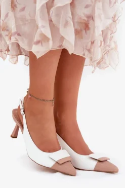 Clearance Boto Eleganckie Szpilki Z Ozdobą Eko Skórzane Białe Ottoles Biały