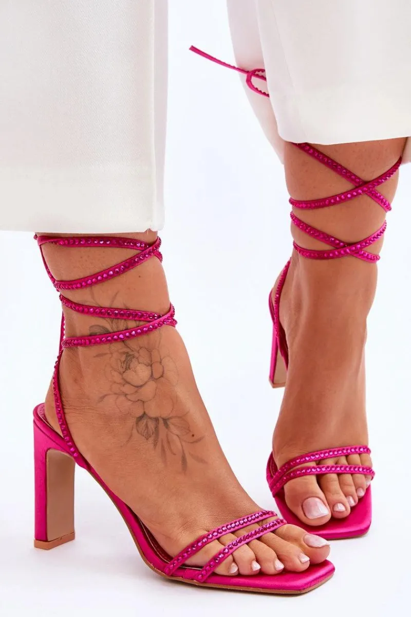 Discount Boto Eleganckie Wiązane Sandały Z Dżetami Fuksja Nessy Różowy