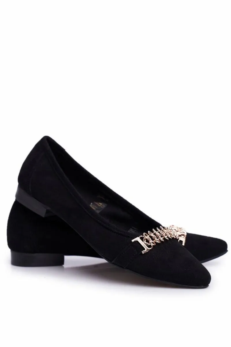 Best Boto Eleganckie Zamszowe Baleriny Czarne Nicole 2466