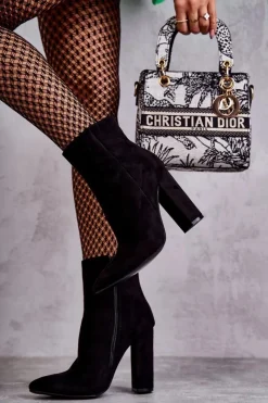 Online Boto Eleganckie Zamszowe Botki Na Słupku Czarne Ettany