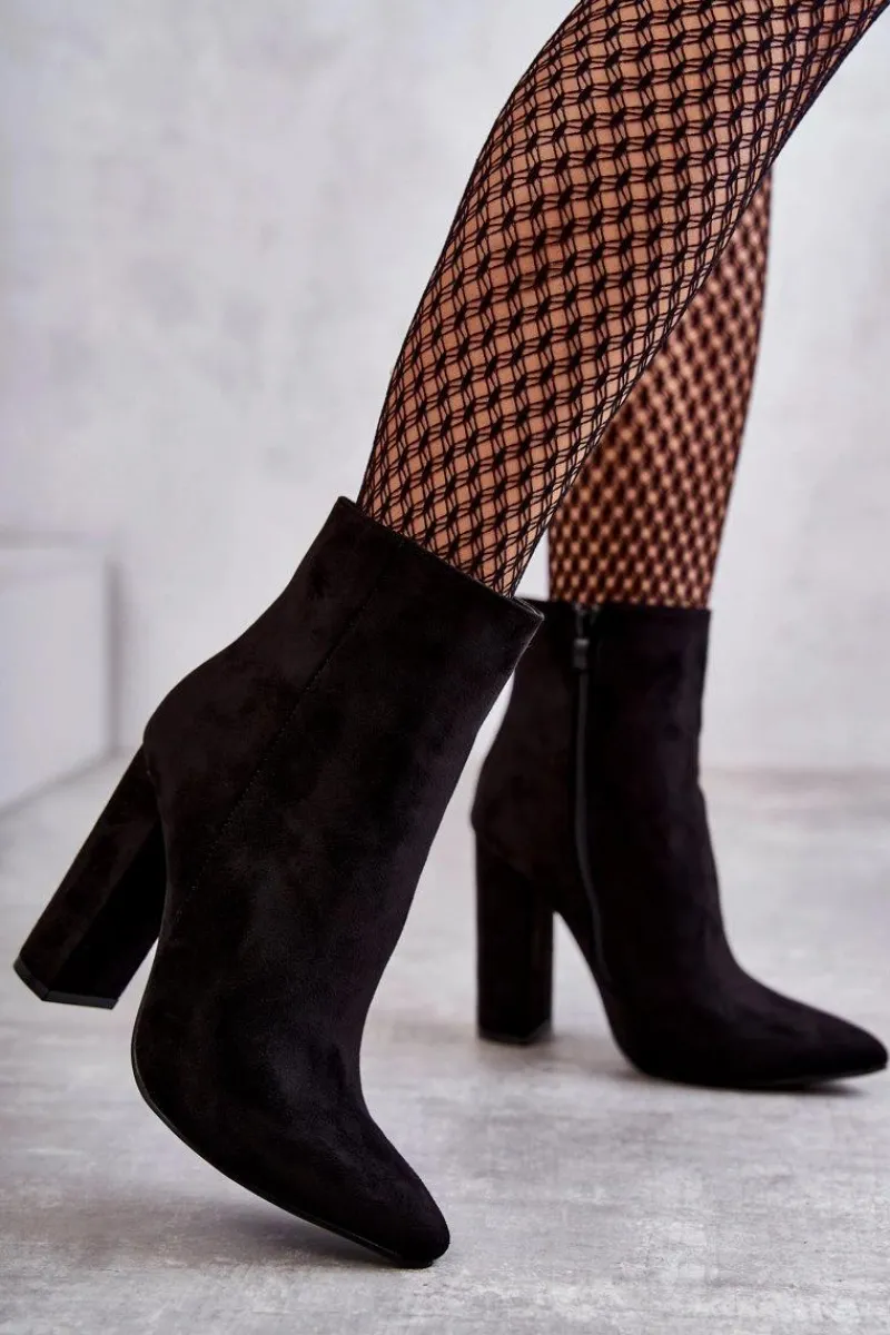 Online Boto Eleganckie Zamszowe Botki Na Słupku Czarne Ettany