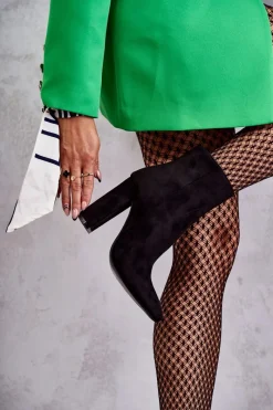 Online Boto Eleganckie Zamszowe Botki Na Słupku Czarne Ettany