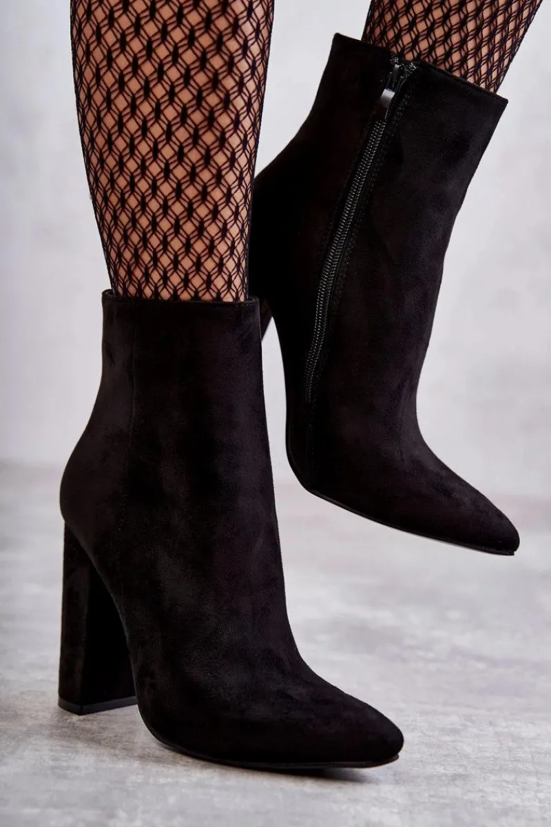 Online Boto Eleganckie Zamszowe Botki Na Słupku Czarne Ettany