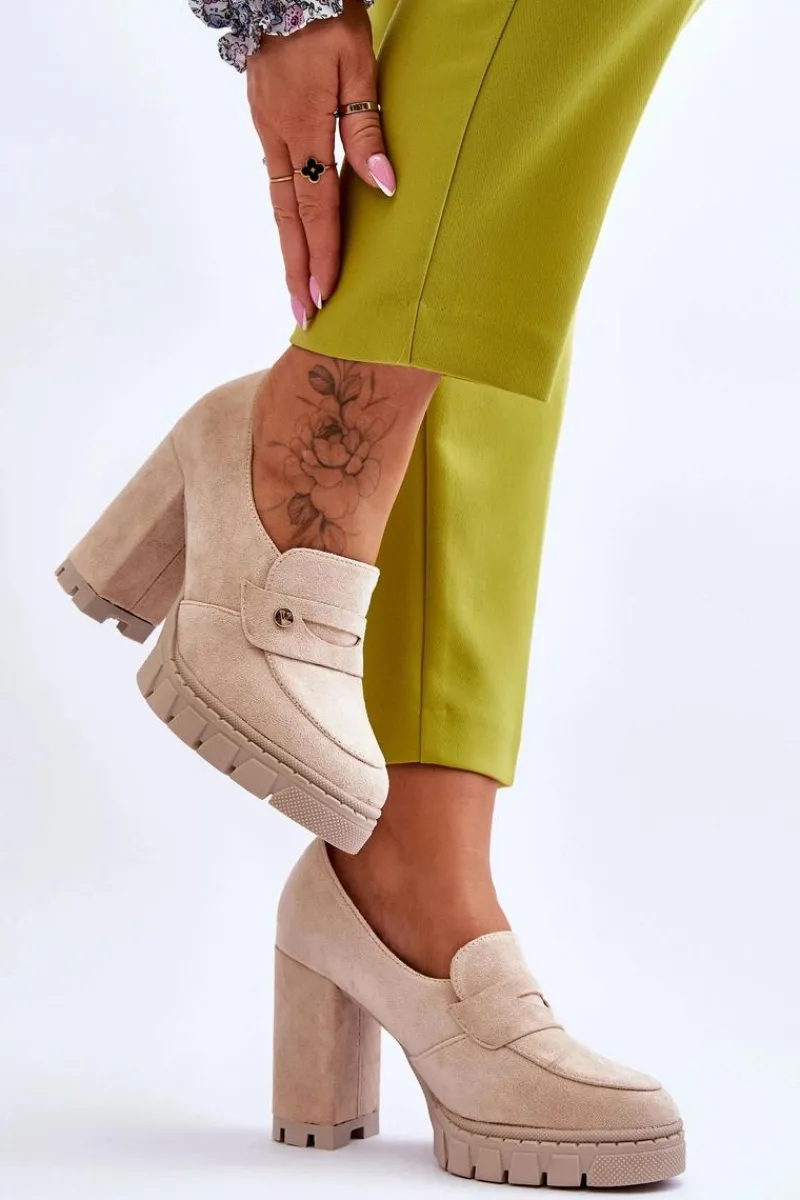 Czółenka Na Platformie|Czółenka Zamszowe>Buty damskie Vinceza Eleganckie Zamszowe Półbuty Na Obcasie Beżowe Mintore