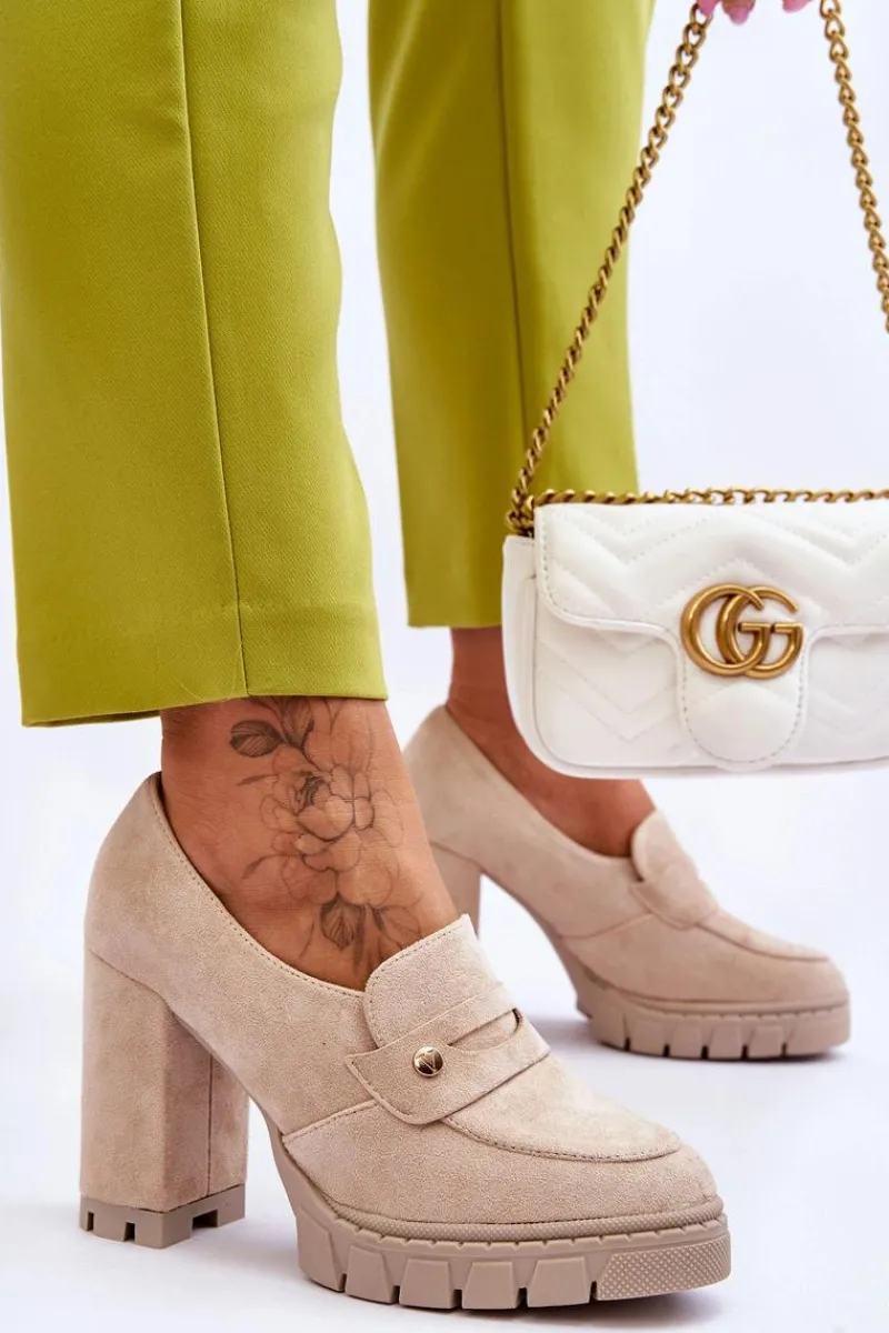 Czółenka Na Platformie|Czółenka Zamszowe>Buty damskie Vinceza Eleganckie Zamszowe Półbuty Na Obcasie Beżowe Mintore