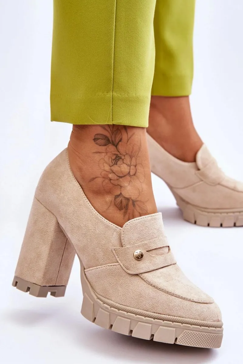 Czółenka Na Platformie|Czółenka Zamszowe>Buty damskie Vinceza Eleganckie Zamszowe Półbuty Na Obcasie Beżowe Mintore