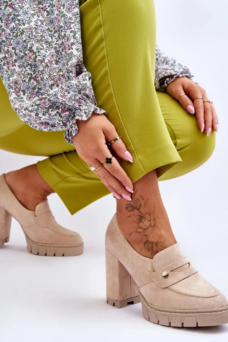 Czółenka Na Platformie|Czółenka Zamszowe>Buty damskie Vinceza Eleganckie Zamszowe Półbuty Na Obcasie Beżowe Mintore