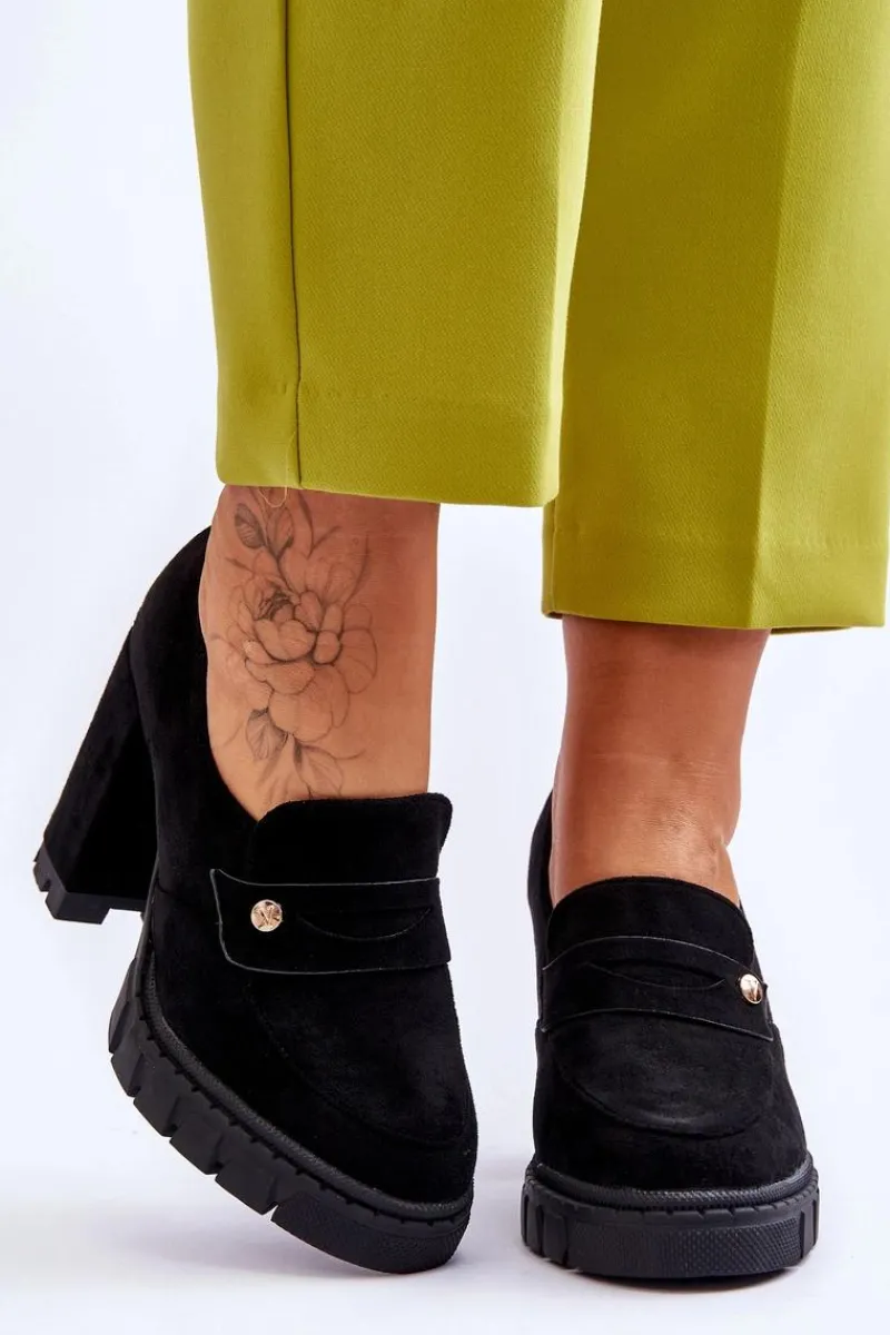 Online Buty damskie Vinceza Eleganckie Zamszowe Półbuty Na Obcasie Czarne Mintore