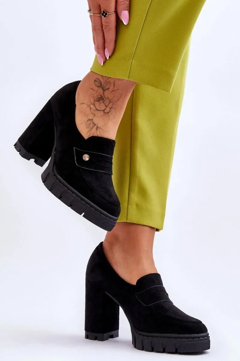 Online Buty damskie Vinceza Eleganckie Zamszowe Półbuty Na Obcasie Czarne Mintore