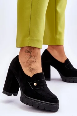 Online Buty damskie Vinceza Eleganckie Zamszowe Półbuty Na Obcasie Czarne Mintore