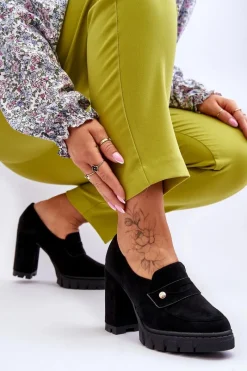 Online Buty damskie Vinceza Eleganckie Zamszowe Półbuty Na Obcasie Czarne Mintore