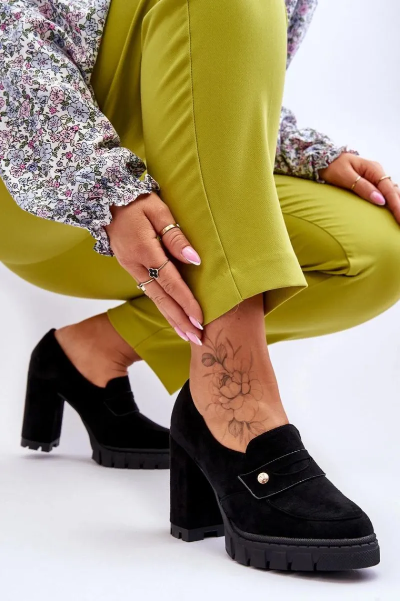 Online Buty damskie Vinceza Eleganckie Zamszowe Półbuty Na Obcasie Czarne Mintore