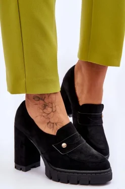 Online Buty damskie Vinceza Eleganckie Zamszowe Półbuty Na Obcasie Czarne Mintore