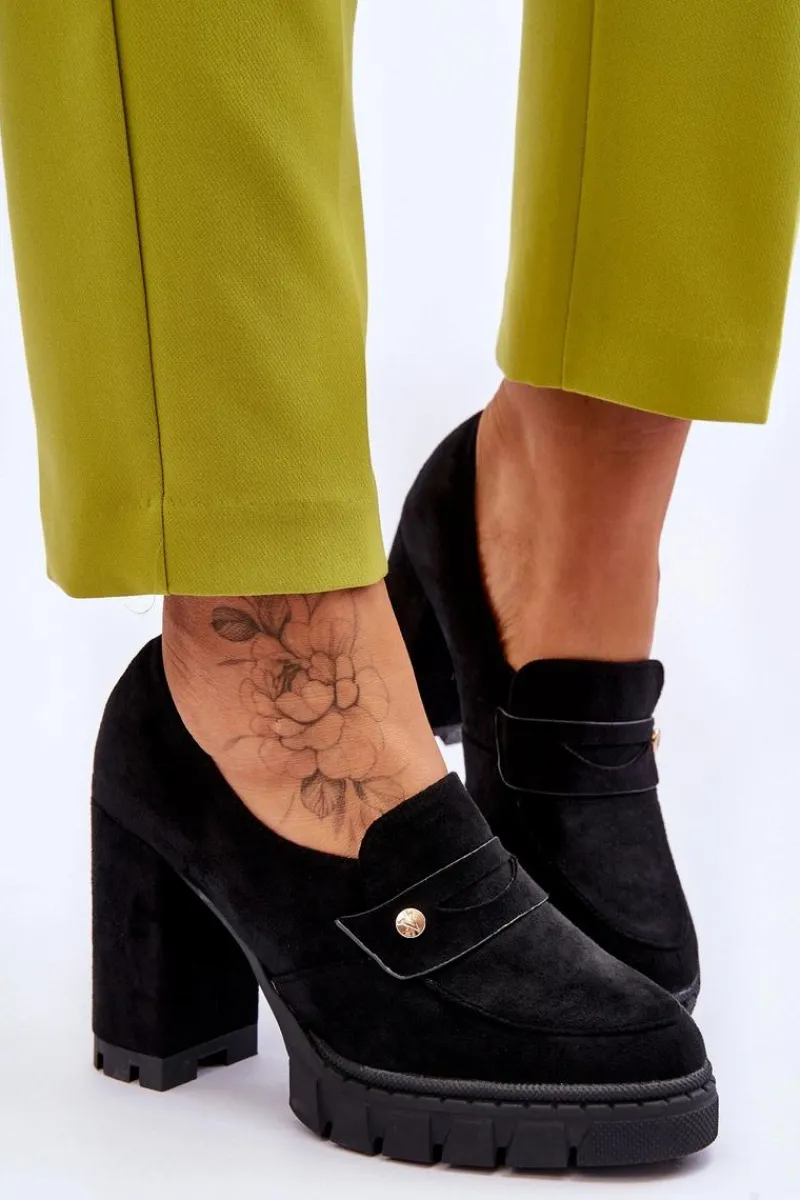 Online Buty damskie Vinceza Eleganckie Zamszowe Półbuty Na Obcasie Czarne Mintore