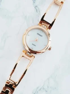 Best Damski Zegarek na Bransolecie Claus Różowe Złoto Zegarki