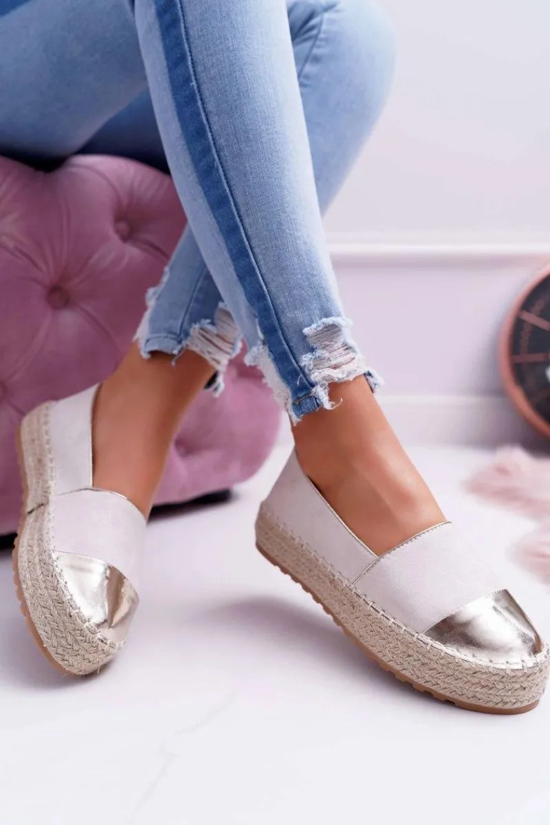 Czarne Espadryle>Boto Espadryle Damskie Beżowe Platforma Ringer