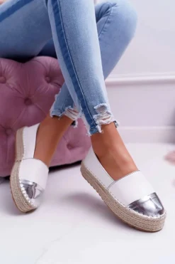 Online Boto Espadryle Damskie Białe Platforma Ringer