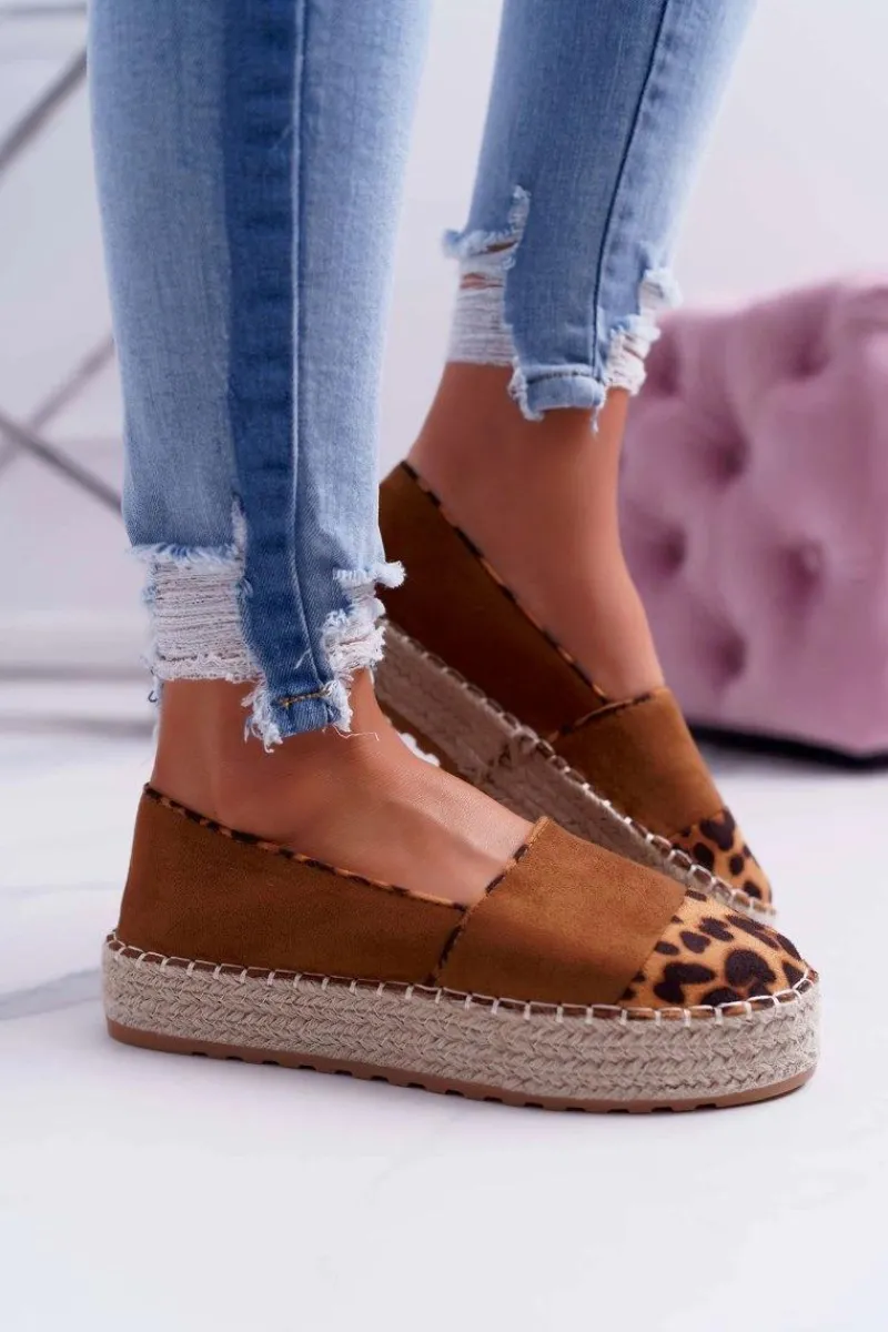 Czarne Espadryle>Boto Espadryle Damskie Camel Platforma Ringer
