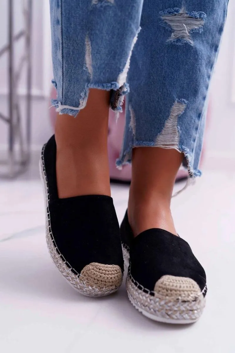 Czarne Espadryle>Boto Espadryle Damskie Czarne Carian