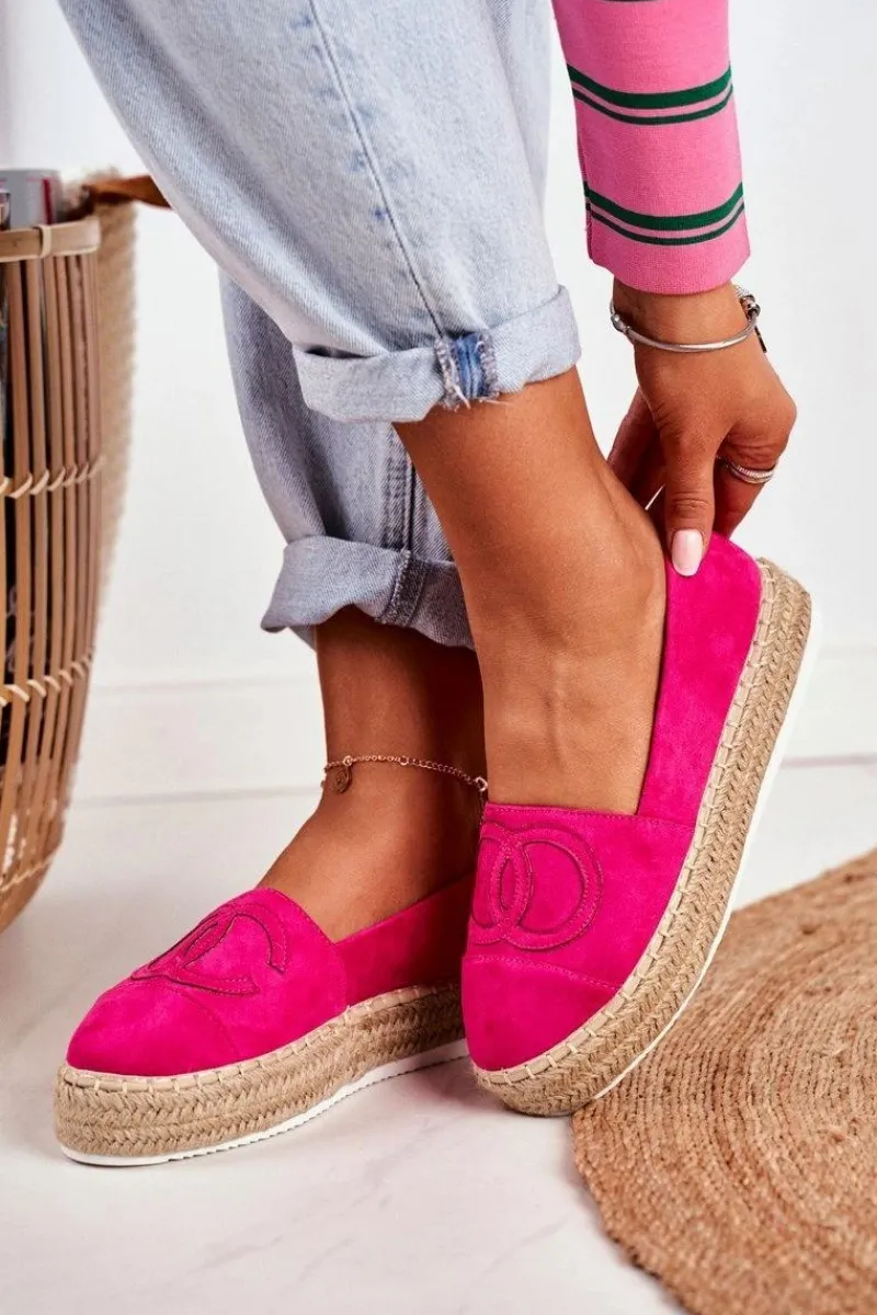Outlet Espadryle Damskie Gruba Podeszwa Lniane Fuksja Febi Damskie Czarne Espadryle