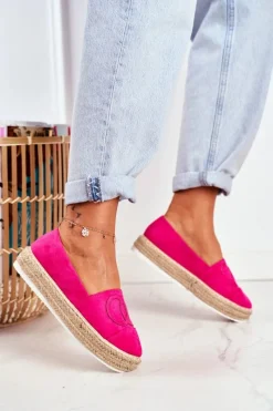 Outlet Espadryle Damskie Gruba Podeszwa Lniane Fuksja Febi Damskie Czarne Espadryle