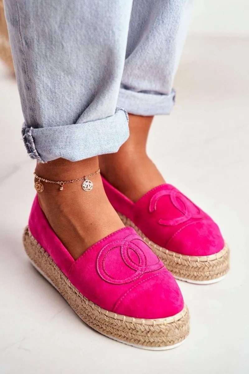 Outlet Espadryle Damskie Gruba Podeszwa Lniane Fuksja Febi Damskie Czarne Espadryle