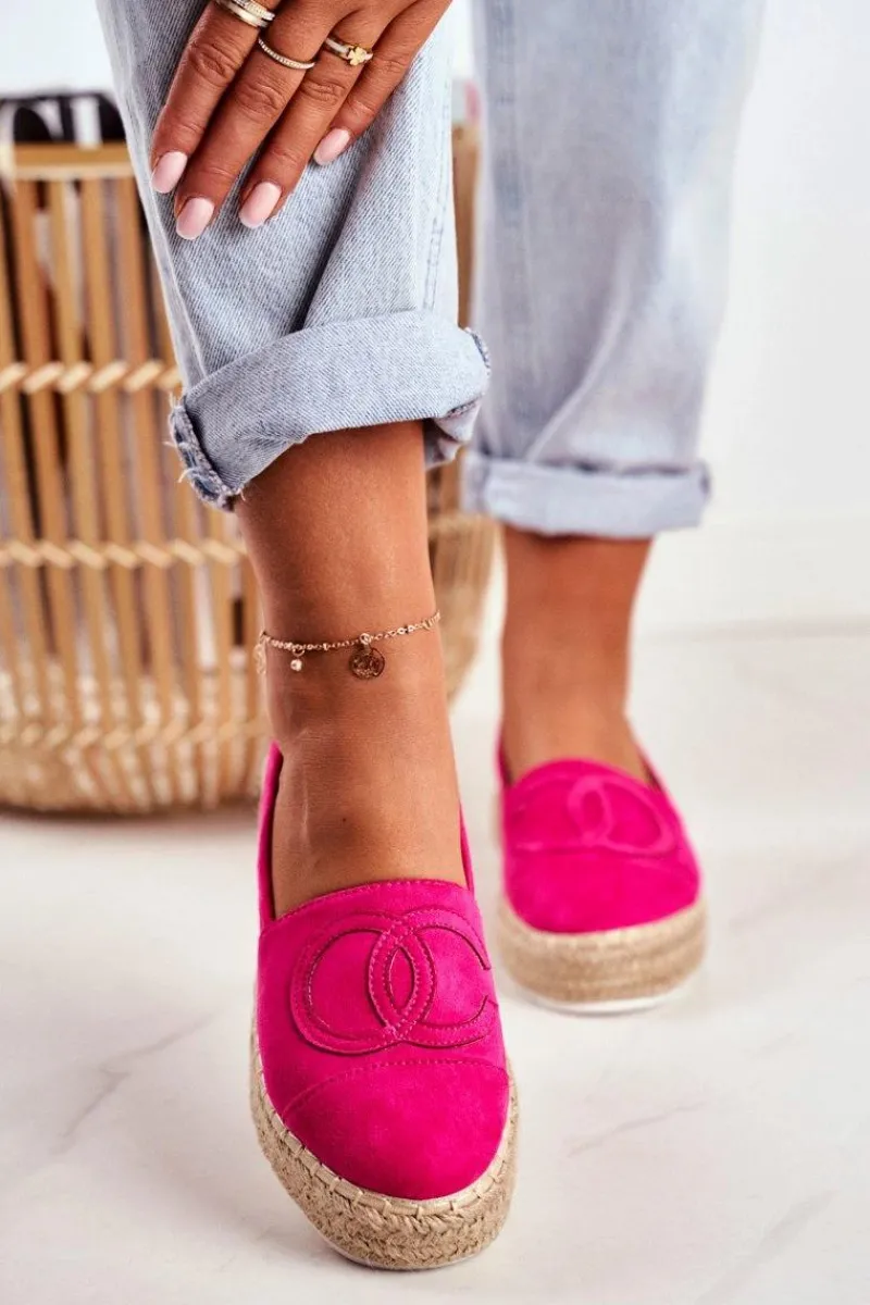 Outlet Espadryle Damskie Gruba Podeszwa Lniane Fuksja Febi Damskie Czarne Espadryle