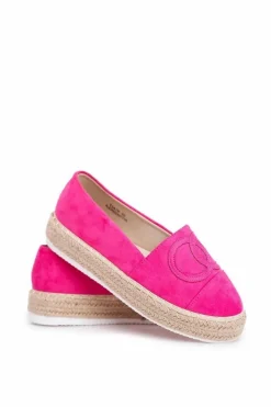 Outlet Espadryle Damskie Gruba Podeszwa Lniane Fuksja Febi Damskie Czarne Espadryle