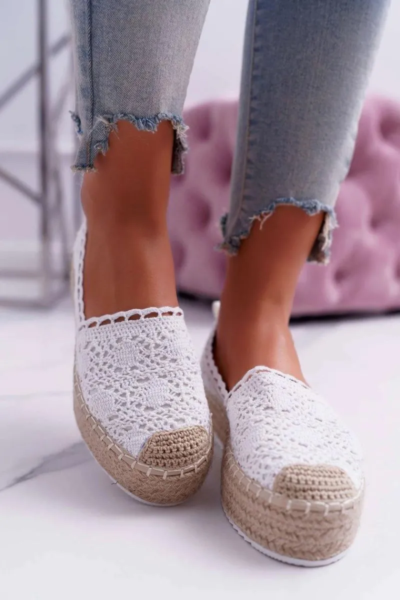 Czarne Espadryle>Boto Espadryle Damskie Koronkowe Białe Lovely Haven