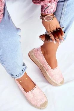 Hot Espadryle Damskie Koronkowe Różowe Platforma Desante Damskie Czarne Espadryle