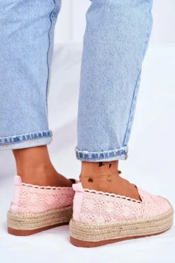 Hot Espadryle Damskie Koronkowe Różowe Platforma Desante Damskie Czarne Espadryle
