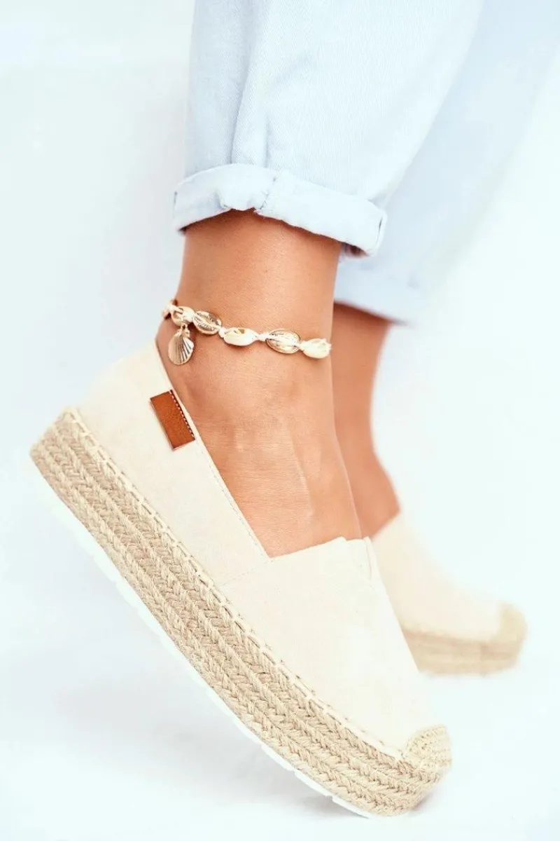 Best Espadryle Damskie Na Platformie Lniane Beżowe La Playa Damskie Czarne Espadryle