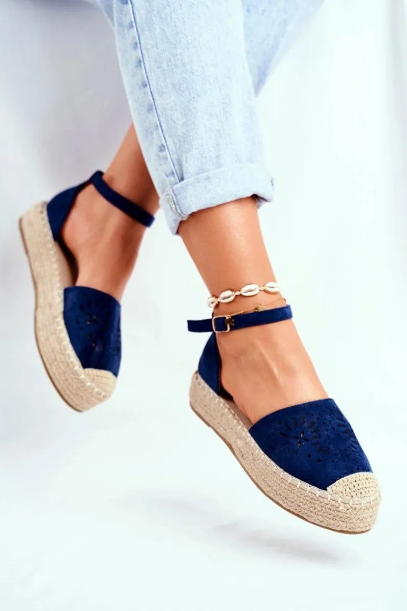 Czarne Espadryle>Boto Espadryle Damskie Na Platformie Lniane Granatowe Palermo