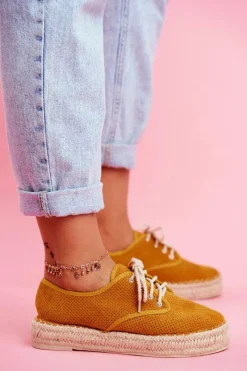 Espadryle Damskie Na Platformie Lniane Żółte Sonya Damskie Czarne Espadryle