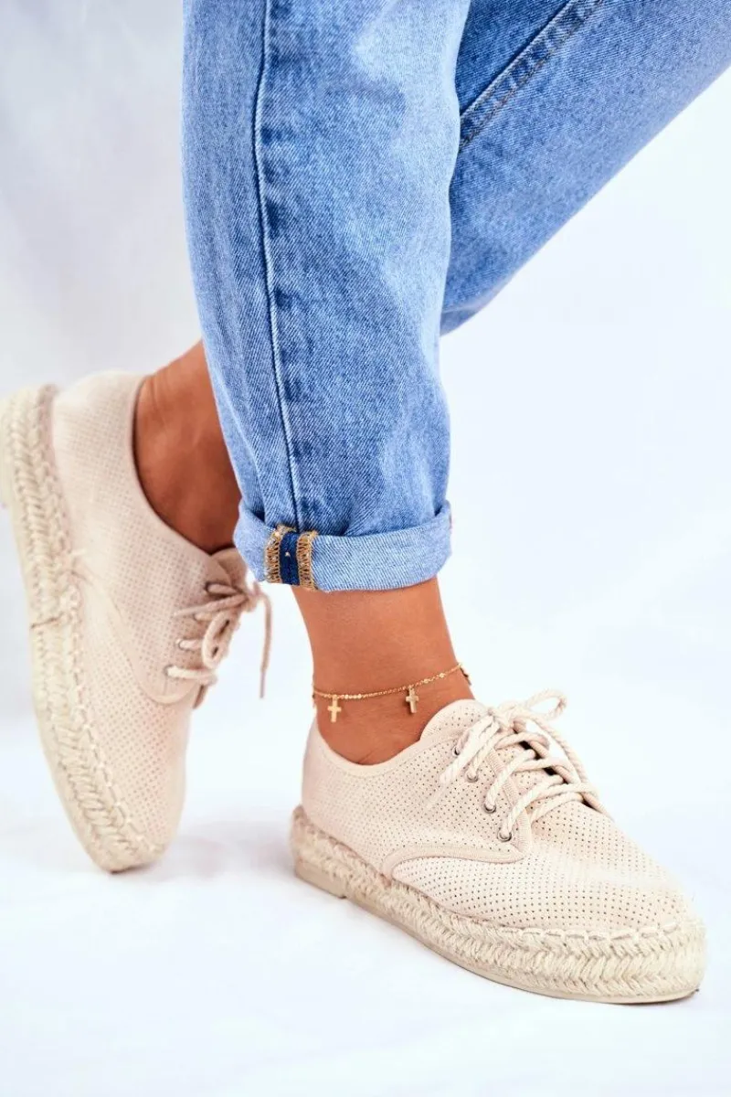 Online Espadryle Damskie Na Platformie Lniane Beżowe Sonya Damskie Czarne Espadryle