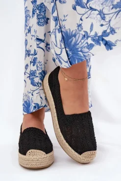 Espadryle Damskie Na Platformie Vinceza 17392 Czarne Damskie Espadryle Na Platformie