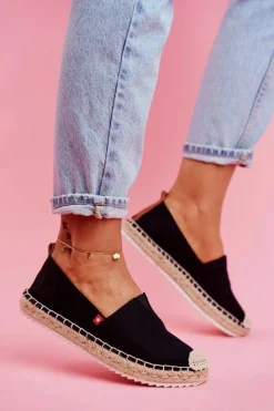 Outlet Big Star Shoes Espadryle Damskie Pleciona Podeszwa Czarne Big Star FF274A498