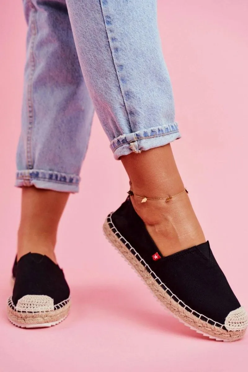 Outlet Big Star Shoes Espadryle Damskie Pleciona Podeszwa Czarne Big Star FF274A498