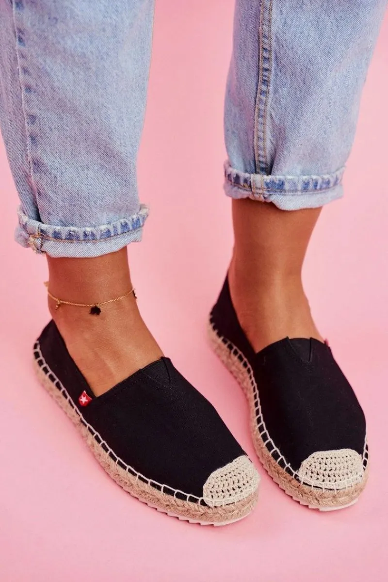 Outlet Big Star Shoes Espadryle Damskie Pleciona Podeszwa Czarne Big Star FF274A498