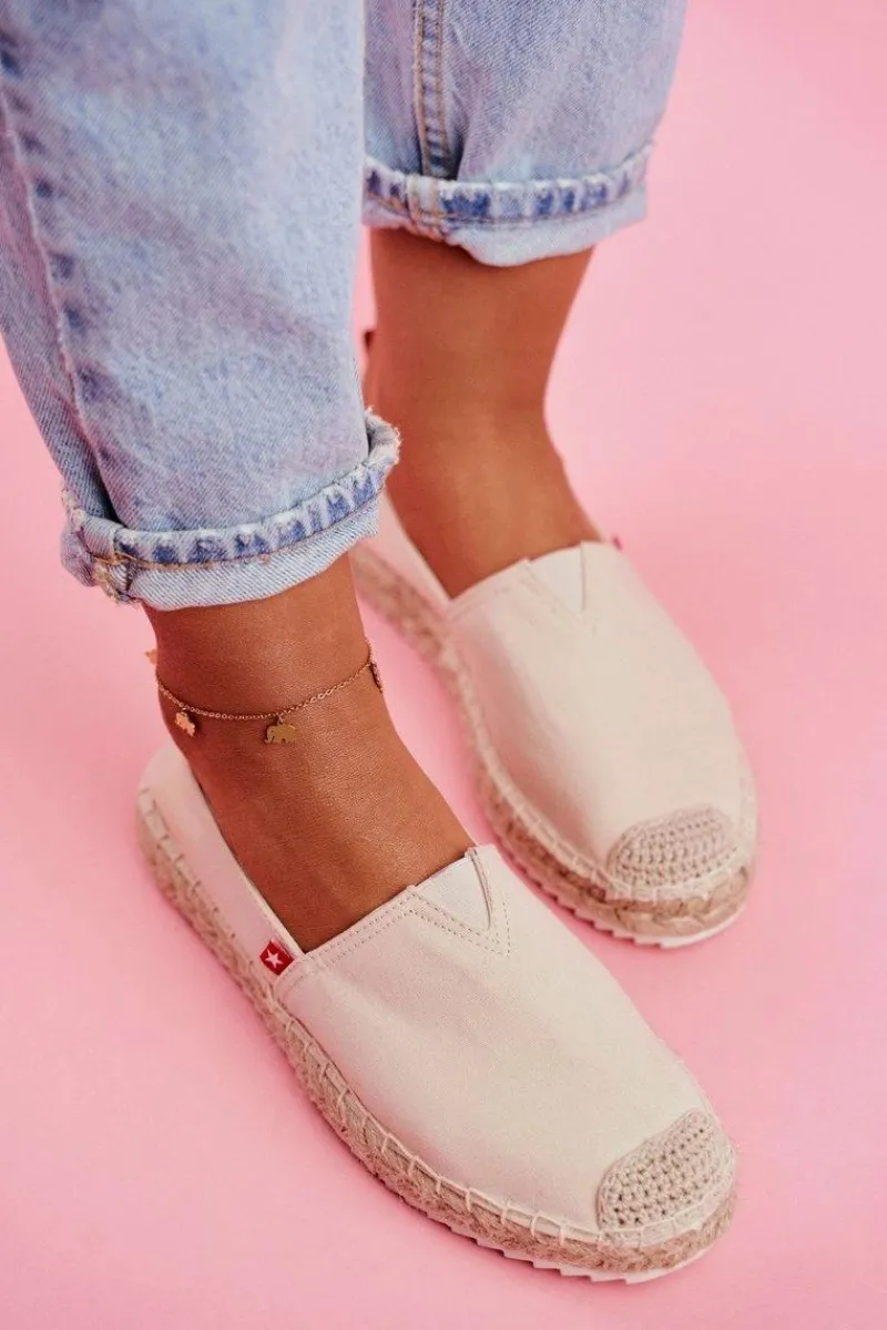 Czarne Espadryle>Big Star Shoes Espadryle Damskie Pleciona Podeszwa Beżowe Big Star FF274A500