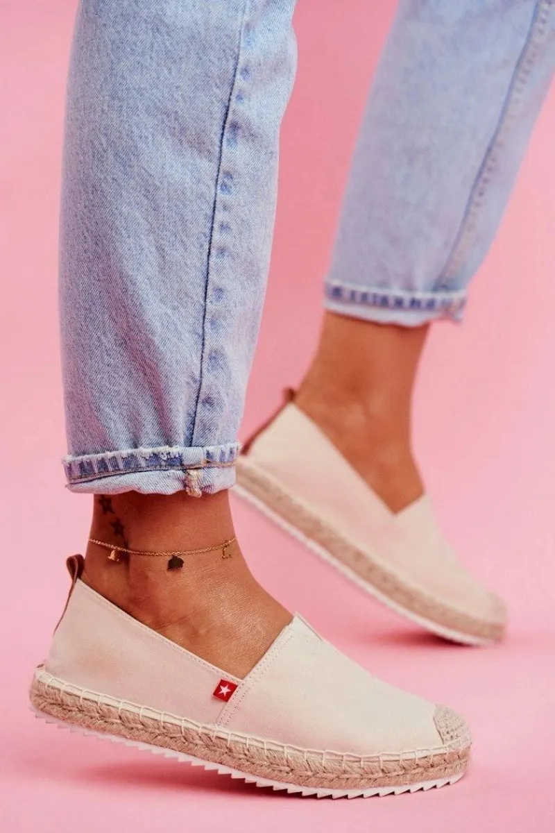 Czarne Espadryle>Big Star Shoes Espadryle Damskie Pleciona Podeszwa Beżowe Big Star FF274A500