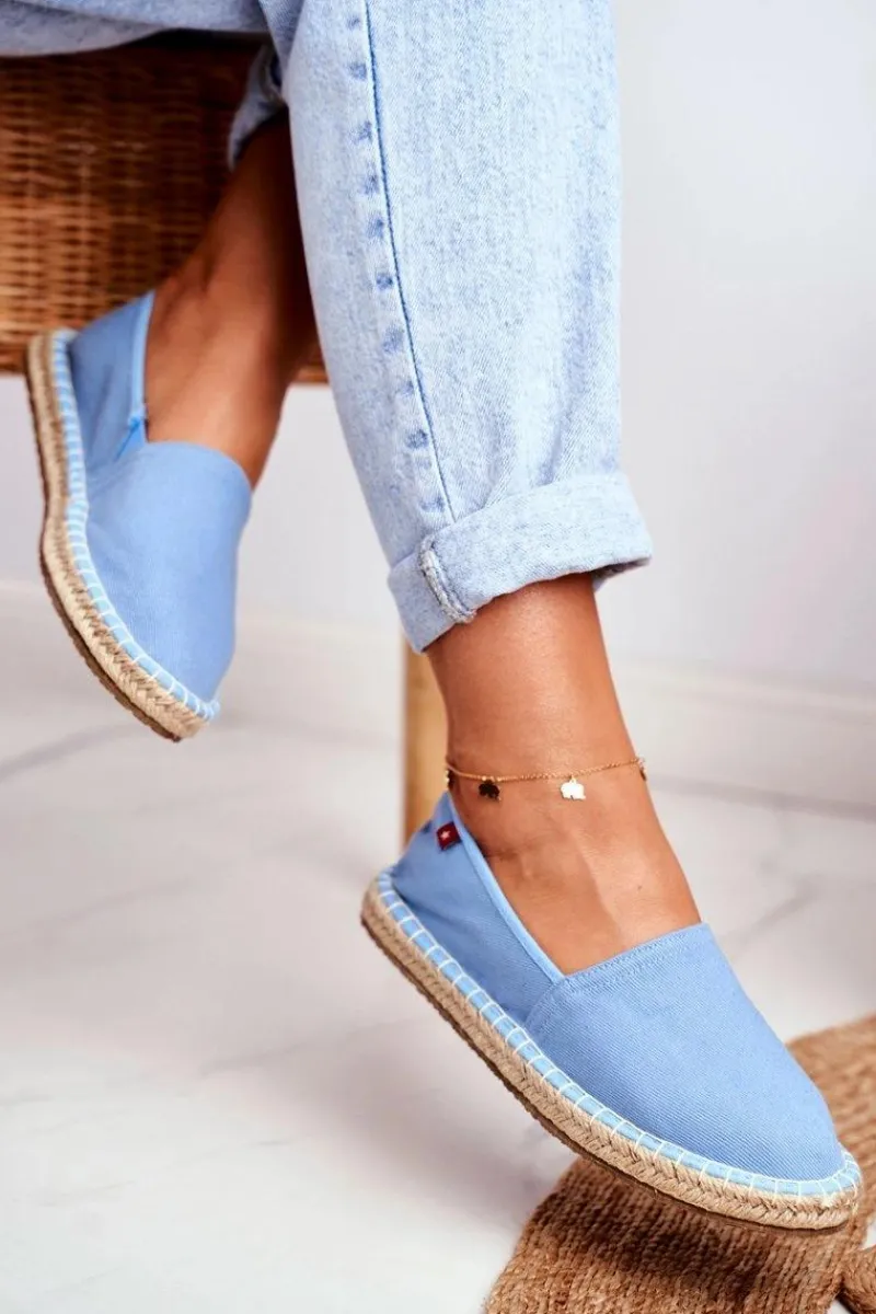 Trampki Damskie Slip-On>Big Star Shoes Espadryle Damskie Pleciona Podeszwa Niebieskie Big Star DD274A153