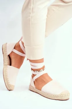 New Espadryle Damskie Wiązane Lniane Beżowe Bonjour Damskie Czarne Espadryle