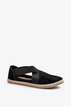New Espadryle Damskie Z Elastycznymi Paskami Eko Zamszowe Czarne Phaedrana Damskie Czarne Espadryle