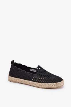 Outlet Espadryle Damskie Z Plecionką Vinceza 13625 Czarne Damskie Espadryle Na Platformie