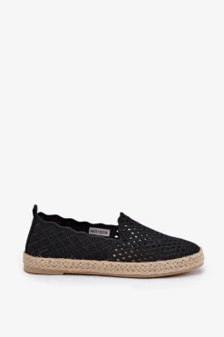 Outlet Espadryle Damskie Z Plecionką Vinceza 13625 Czarne Damskie Espadryle Na Platformie