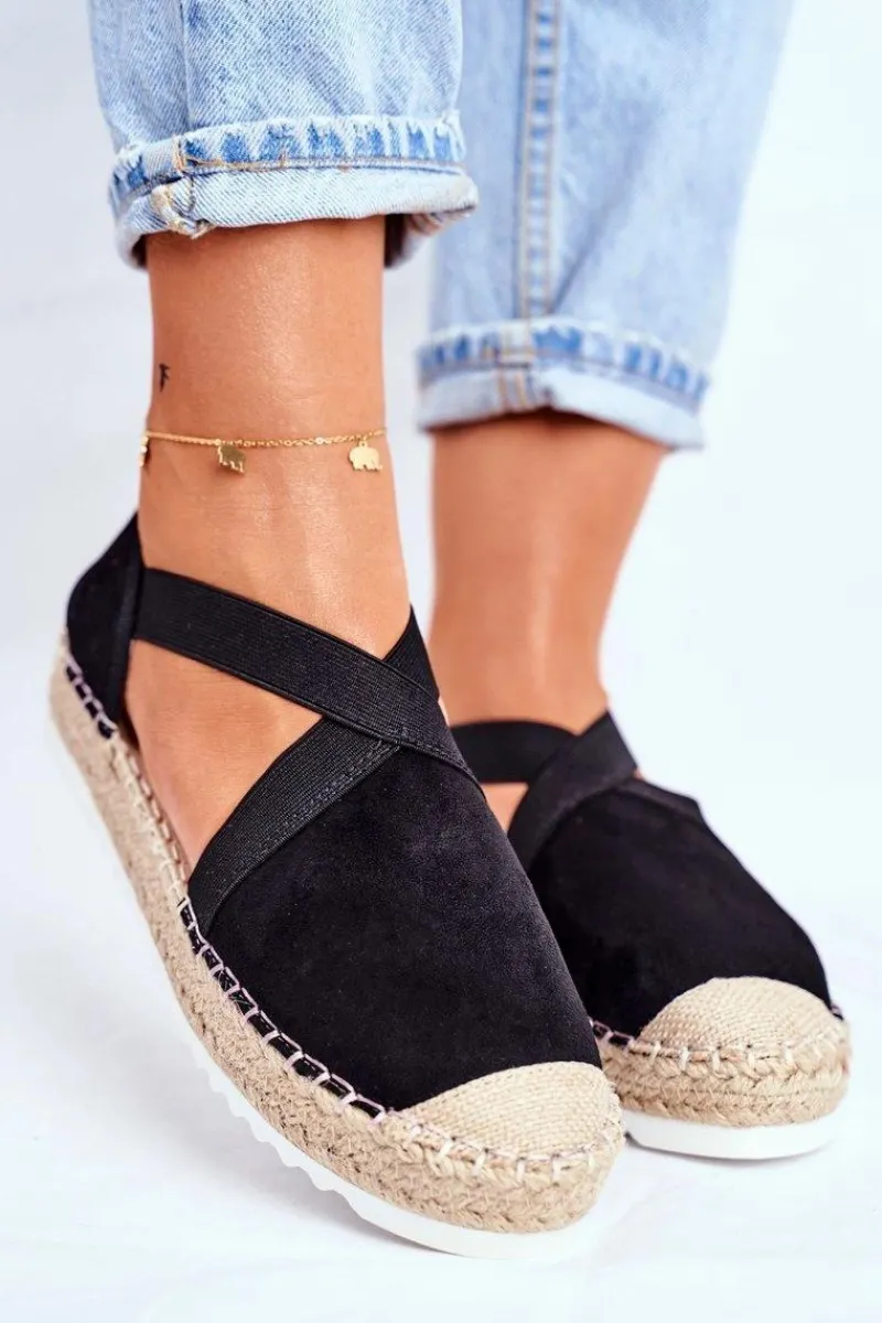 Clearance Espadryle Damskie z wycięciem Czarne Motive Damskie Czarne Espadryle