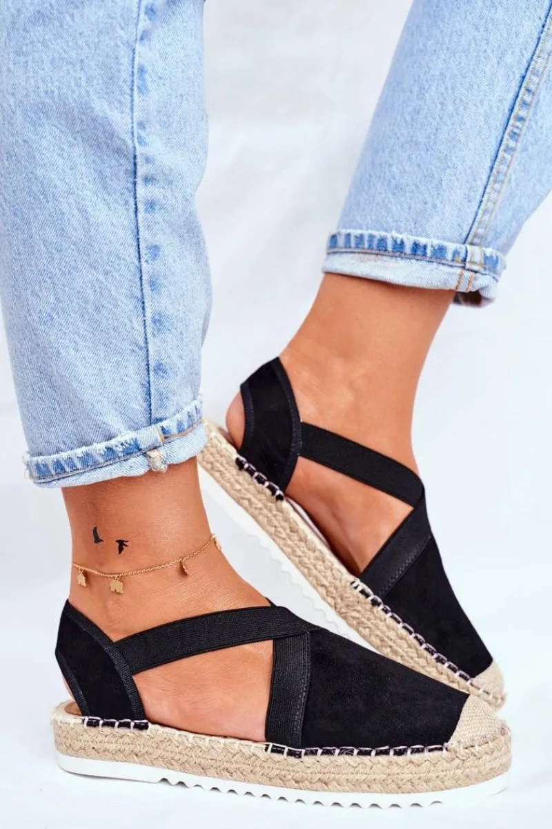Clearance Espadryle Damskie z wycięciem Czarne Motive Damskie Czarne Espadryle